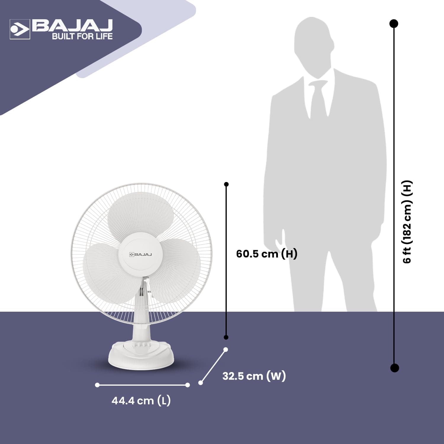 Bajaj Frore Neo Table Fan 400 MM | Table fans for Home & Office |Aerodynamically Balanced Blades| 100% CopperMotor| HighAir Delivery|3-Speed Control | 1-yr warranty {WHITE} thumbnail 5