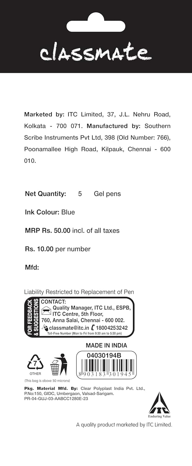 Classmate Octane Gel Neon - Count of 5 (Blue) thumbnail 3