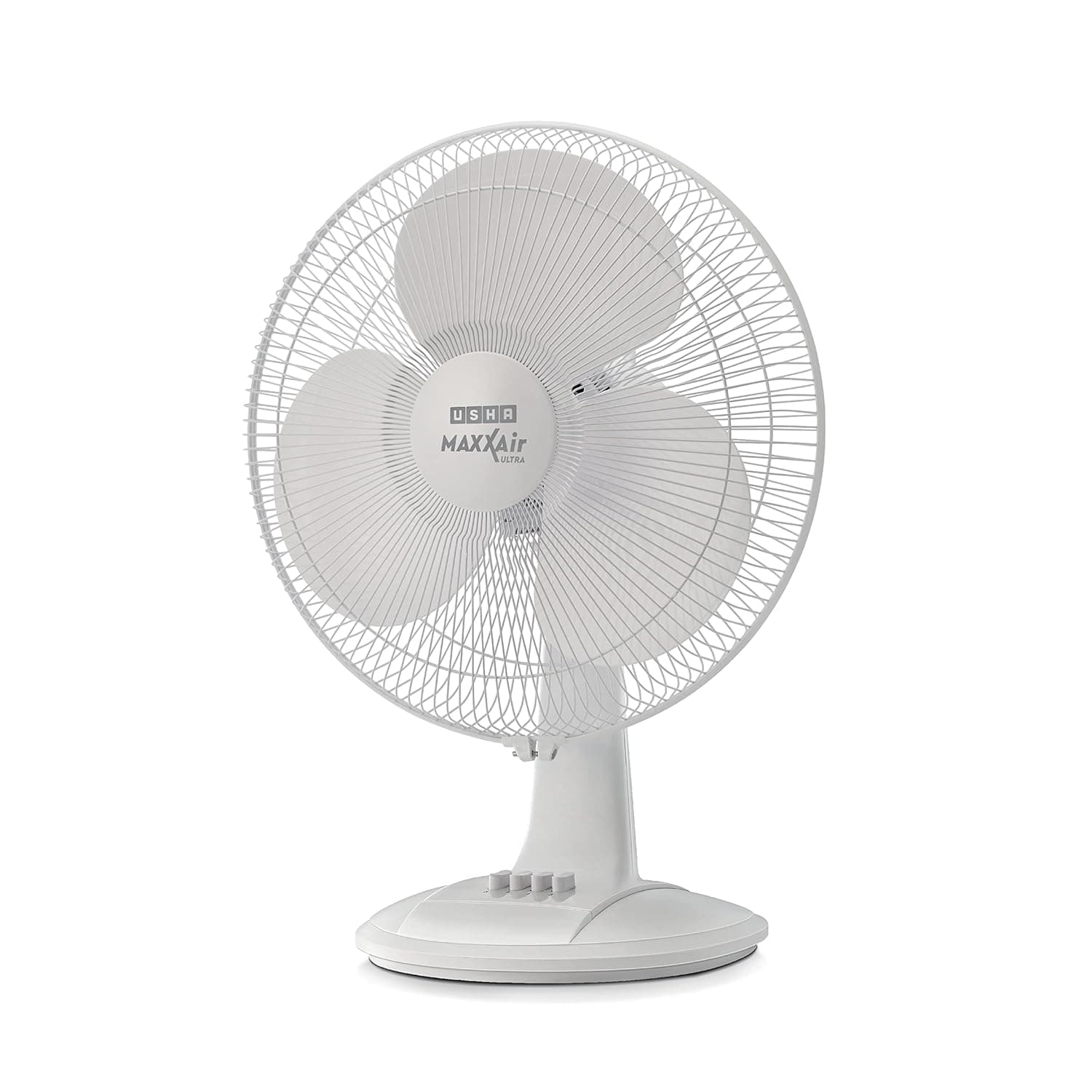 USHA Maxx Air Ultra Table Fan,400MM Sweep Size,1350 RPM,Aerodynamic Blade Design for High Air Delivery,Corrosion Protection with Plastic Blades,3 Speed Settings,100% Copper Motor, 2 Year Warranty,White